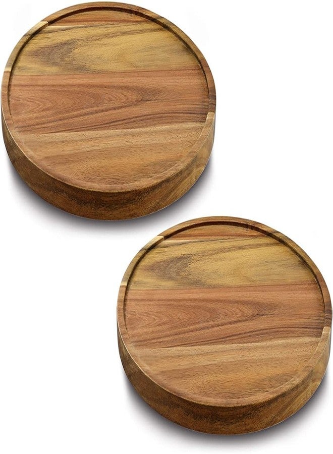 AUAM 12" Acacia Wood Lazy Susan Organizer Kitchen Turntable for Cabinet Pantry Table Organization,2 Pack - Image 1